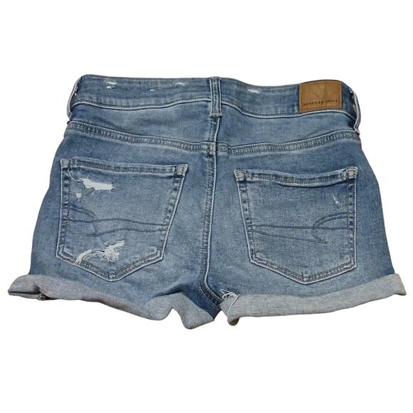 American Eagle Womens Hi-Rise Shortie Distressed Denim Shorts Size 2 26Wx2L EUC - Picture 2 of 8
